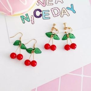 Cute and fun cherry dangle earrings handmade